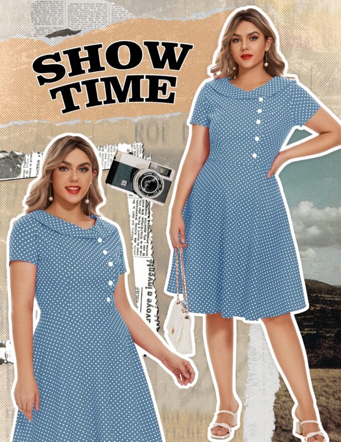 Wedtrend Women's 1950s Vintage Audrey Hepburn Style Cocktail Swing Dresses – Bild 4