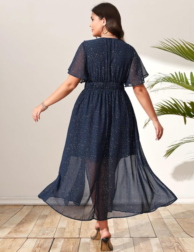 Cocktail Dresses for Women 2025 Elegant Classy Gold Star Print Summer Wedding Guest Dress Maxi with Pockets – Bild 5
