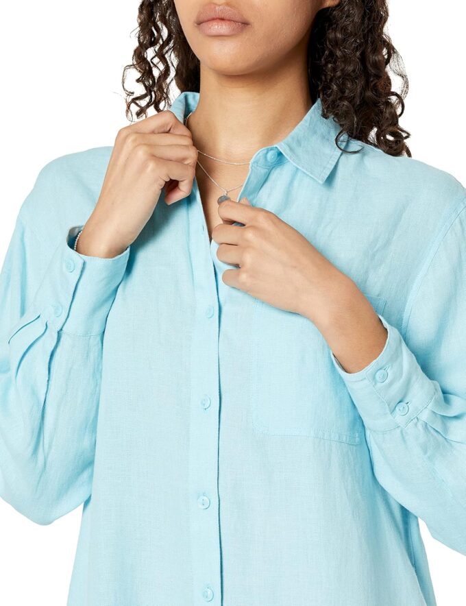 The Drop Damen Fiona Midi-hemdkleid aus Leinen in Relaxed Fit Dress Shirt – Bild 3