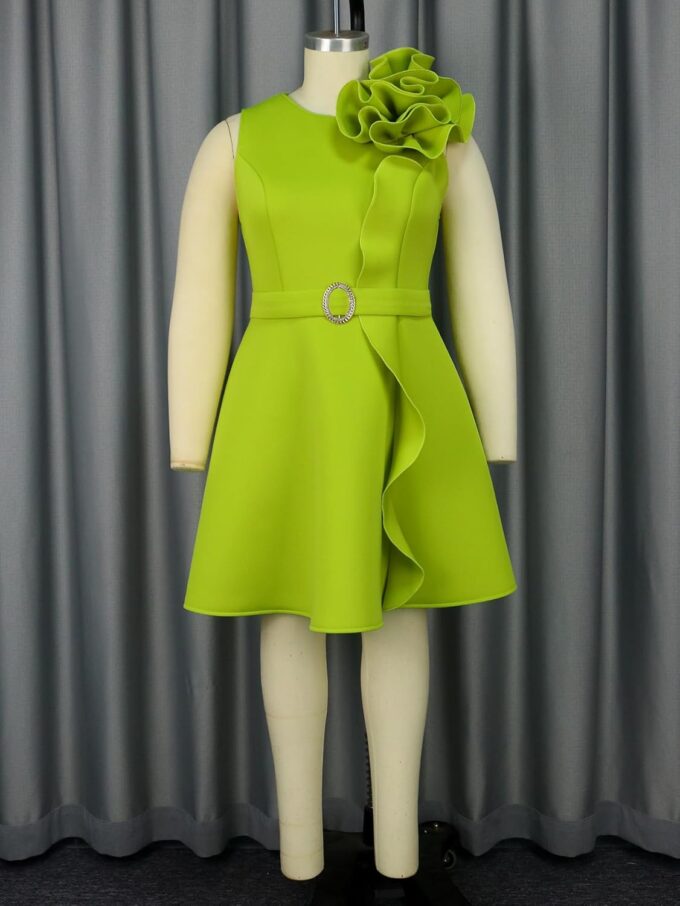 ONTINVA Damen Cocktailkleid, figurbetont, Rüschen, ärmellos, formell, Mini-Bleistiftkleid, Kirche, Freizeit, Arbeit, Party, Midi-Kleider – Bild 4