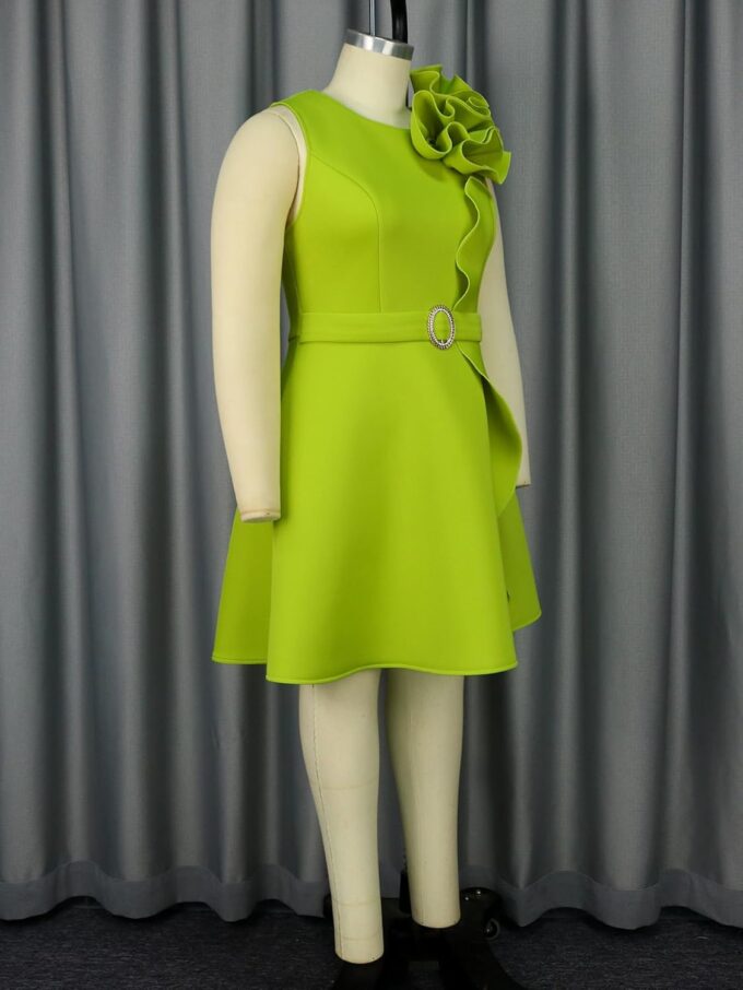 ONTINVA Damen Cocktailkleid, figurbetont, Rüschen, ärmellos, formell, Mini-Bleistiftkleid, Kirche, Freizeit, Arbeit, Party, Midi-Kleider – Bild 5