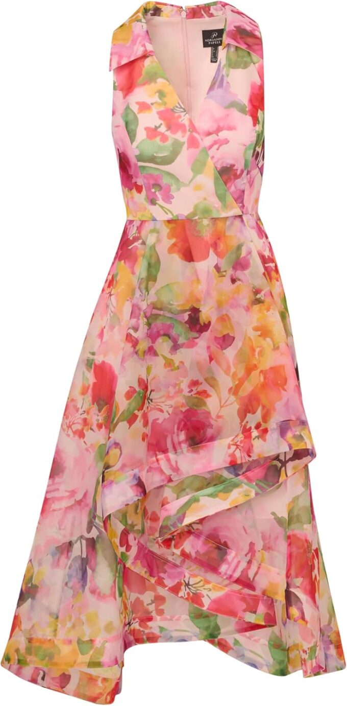 Adrianna Papell Women's Printed High-Low Dress – Bild 5