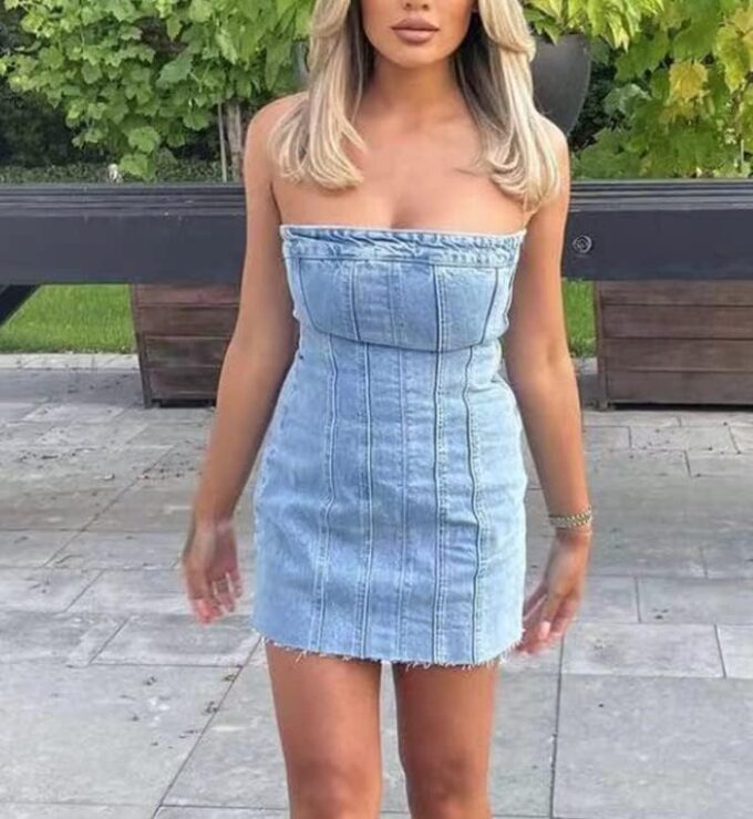 Sexy Denim Summer Dresses 2025 Women Y2k Clothing Jeans Tube Backless Bodycon Mini Dress Western Cowgirl Streetwear – Bild 6