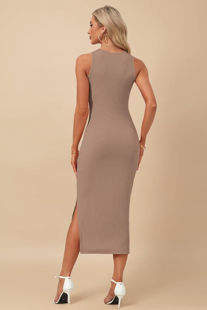 AUSELILY Womens Summer Bodycon Dresses 2025 Basic Casual Sleeveless Knit Tank Midi Dress – Bild 3
