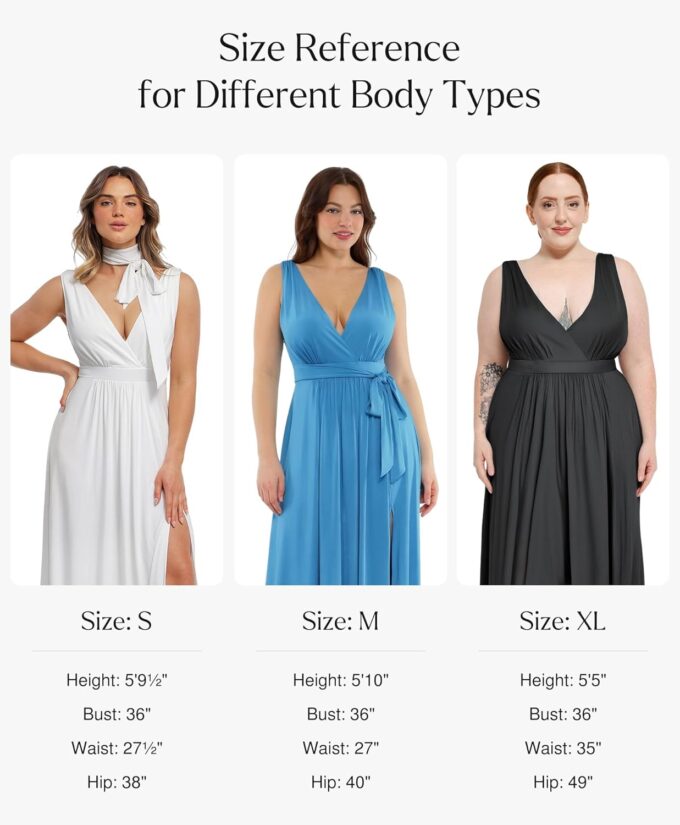 Popilush Women Formal Wedding Guest Dress - Shapewear Bridesmaid Dresses Built-in Bra Floor Length Prom Dress with Tie – Bild 5
