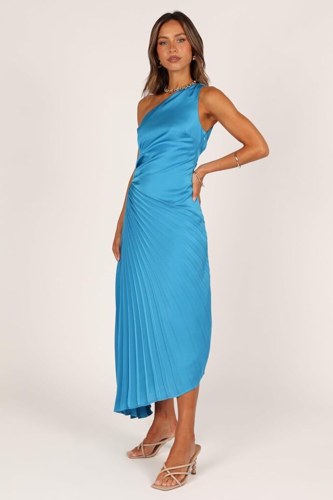 Petal & Pup Women's Flin Pleated One Shoulder Midi Dress – Bild 4