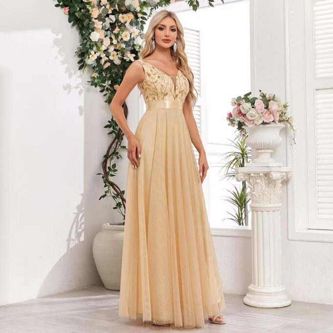 Women's Formal Dresses Long Tulle Evening Gowns A Line Sparkly Sequin Homecoming Dress – Bild 3