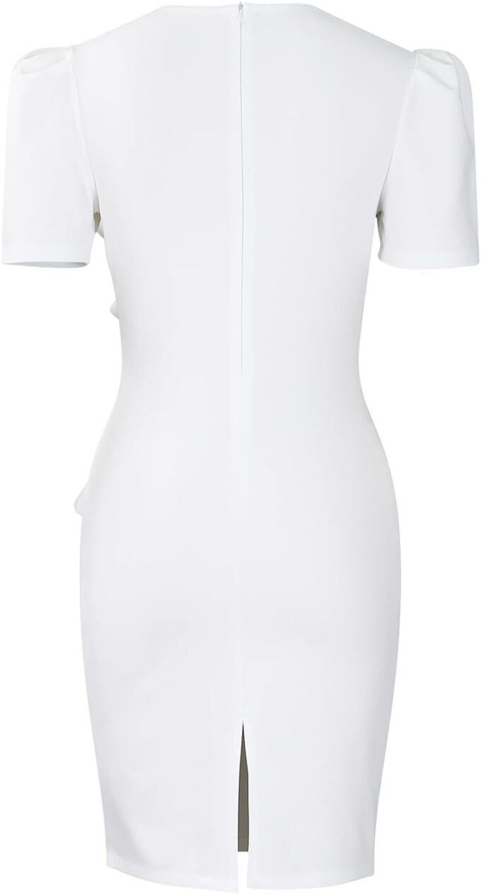 Women Short Sleeve Office Pencil Dress Wedding Guest Church Floral Semi Formal Business Bodycon Midi Dresses – Bild 3