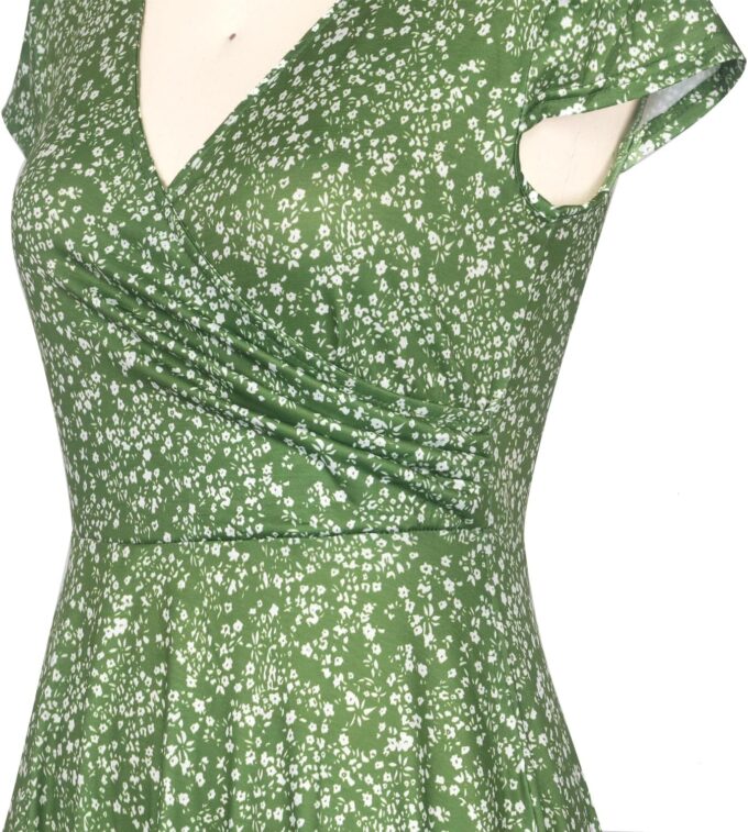 oxiuly Women's Cap Sleeve Summer Casual Dresses V-Neck Floral Vacation Party Dress OX233 – Bild 4