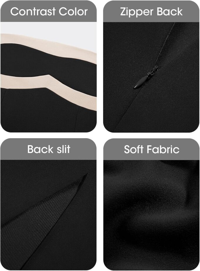 Fisoew Womens Strapless Bodycon Dress Sexy Contrast Color Off Shoulder Party Tube Maxi Dresses – Bild 7
