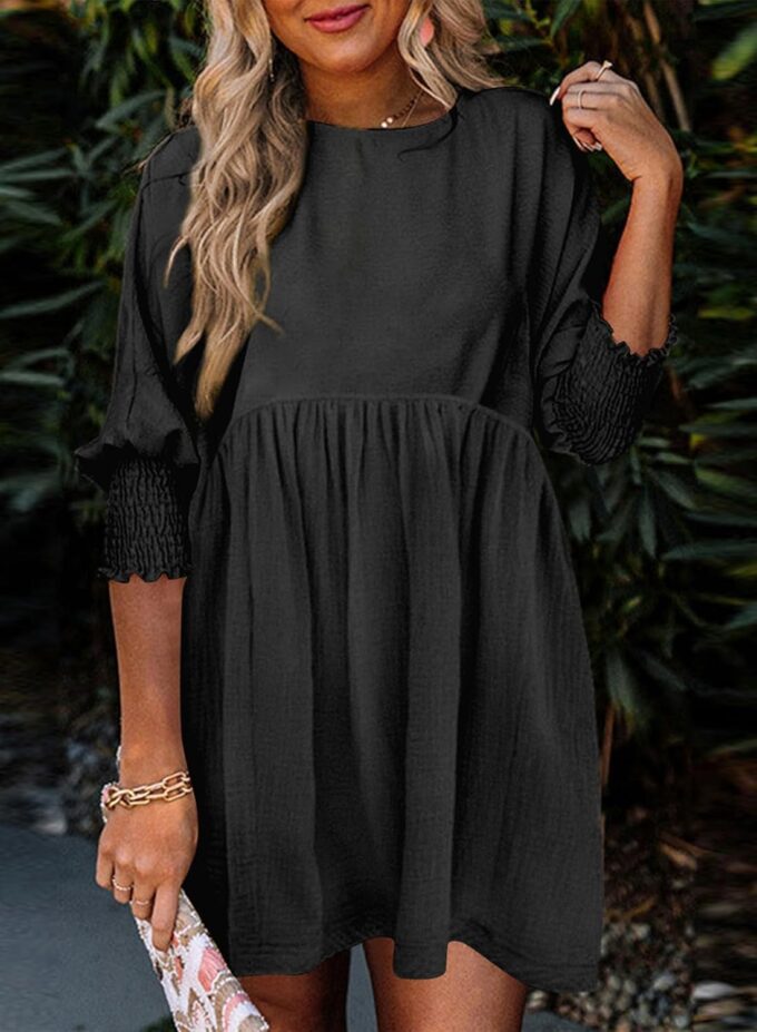 Dokotoo Womens Summer Dresses Casual Tunic Dress Short Sleeve Crew Neck Flowy Babydoll Dress – Bild 3
