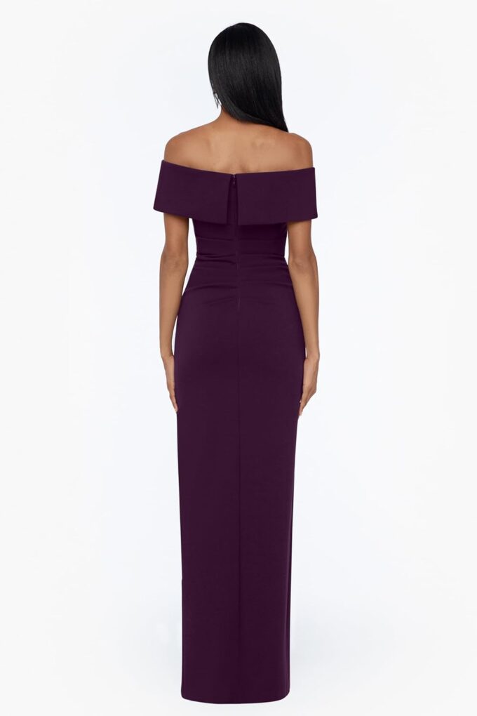 Xscape Women's Long Off The Shoulder Scuba Crepe Slit Dress – Bild 2