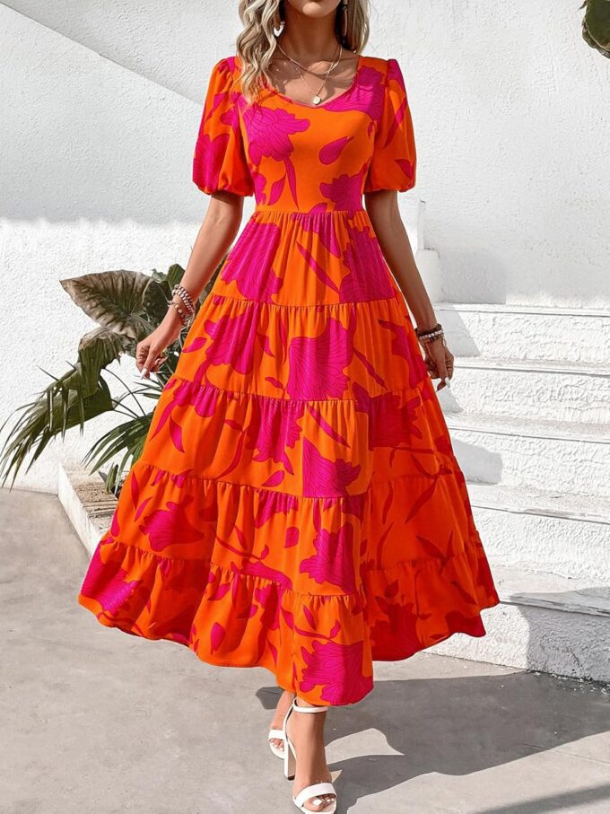 PRETTYGARDEN Short Sleeve Floral Maxi Dresses for Women 2025 Wedding Guest Summer Dress Flowy Beach Vacation Outfits – Bild 2