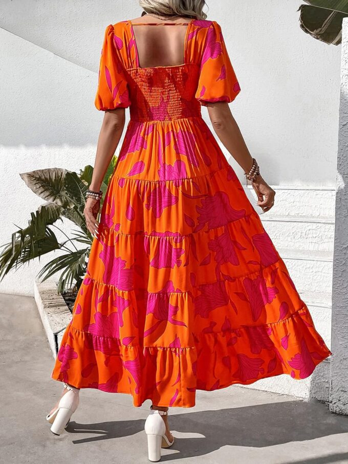 PRETTYGARDEN Short Sleeve Floral Maxi Dresses for Women 2025 Wedding Guest Summer Dress Flowy Beach Vacation Outfits – Bild 5