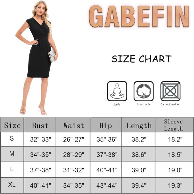 Gabefin e Wickelkleider für Damen 2025, Sommer, lässig, ärmellos, figurbetont, formell, V-Ausschnitt, elegantes Abendkleid, Partykleid – Bild 4
