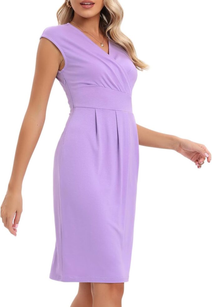Gabefin e Wickelkleider für Damen 2025, Sommer, lässig, ärmellos, figurbetont, formell, V-Ausschnitt, elegantes Abendkleid, Partykleid – Bild 6