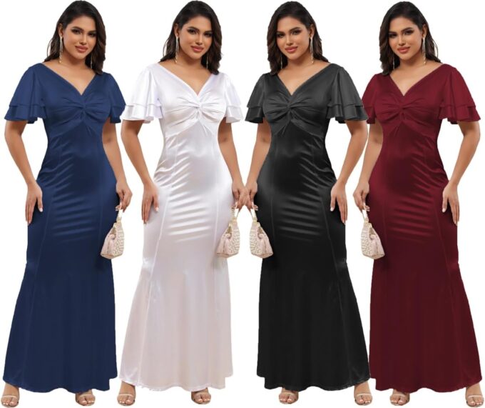 Women's Classic Bodycon Wedding Guest Dress Formal Cocktail Party Evening Gown – Bild 7