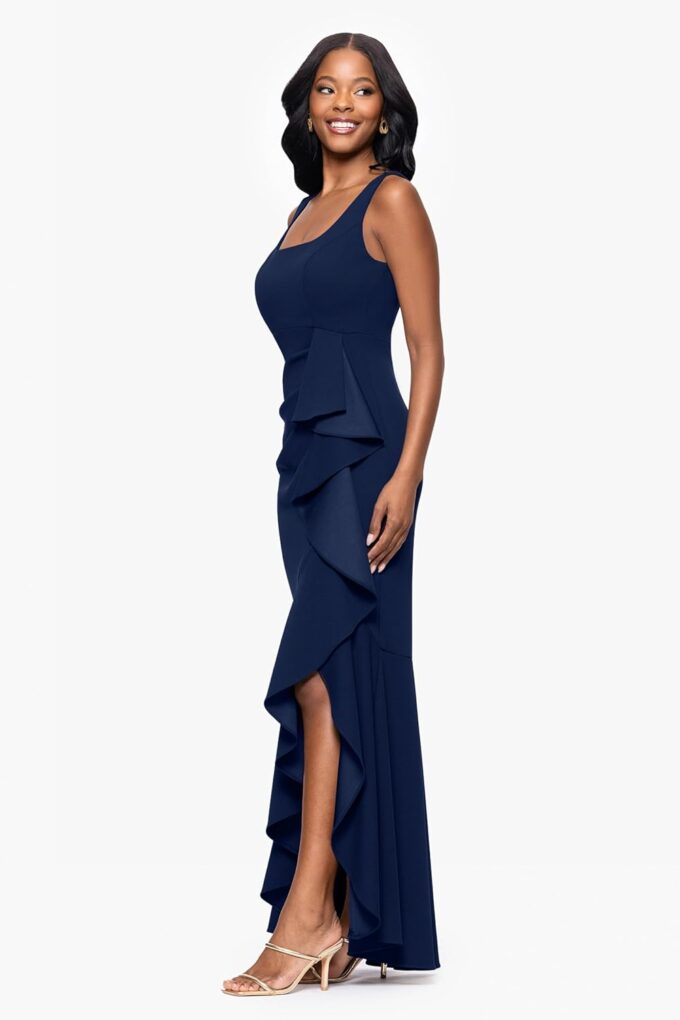 Betsy & Adam Women's Floor-Length, Sleeveless, Ruffle Detail, with Mermaid Silhouette – Bild 2