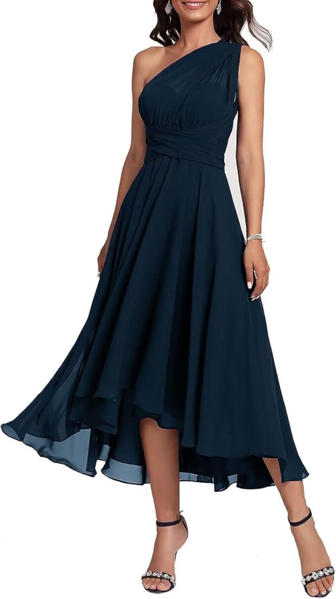 Convertible Mother of The Bride Dresses Chiffon Tea Length Infinity Formal Wedding Guest Dress