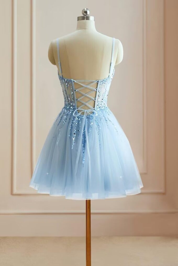 Tulle Homecoming Dresses 2025 Prom Dresses Short Sparkly Beaded Formal Party Gowns