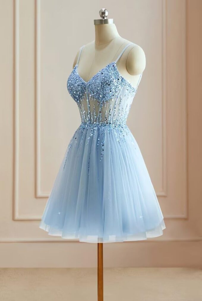 Tulle Homecoming Dresses 2025 Prom Dresses Short Sparkly Beaded Formal Party Gowns – Bild 2