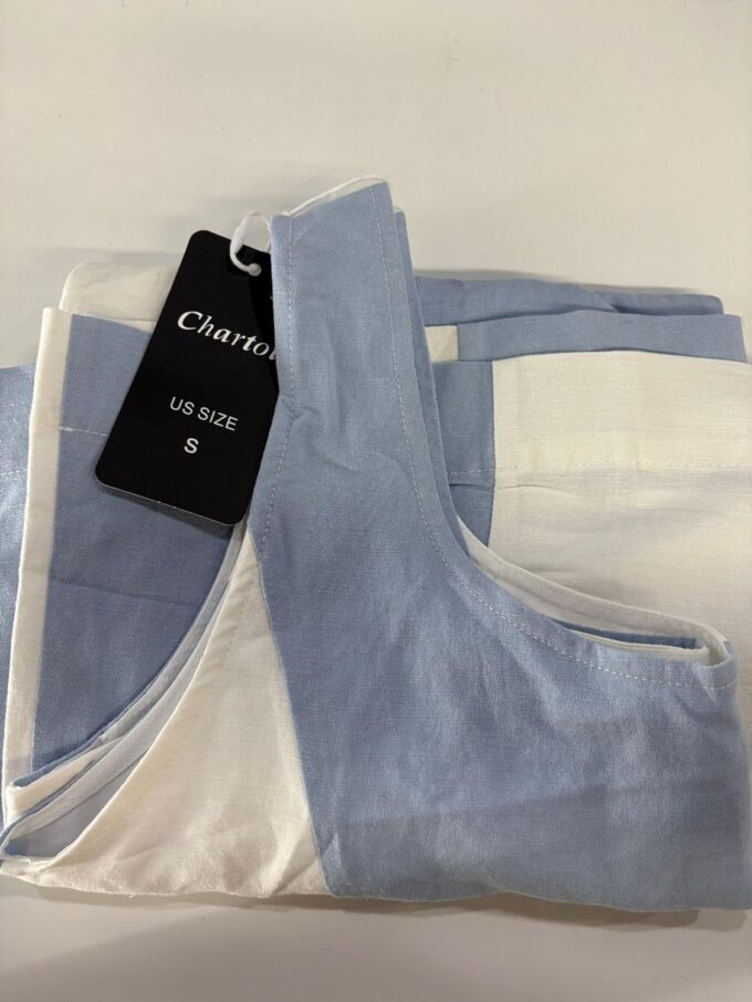 CHARTOU Women Summer Sleeveless Linen Dress Color Block Short Beach Vacation Tank Dress – Bild 3