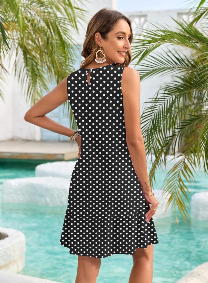 PLOKNRD Women's Summer Dresses Casual Sleeveless Ruffle Hem Tshirt Sundress Loose Beach Tank Dress Pockets 2025 – Bild 4