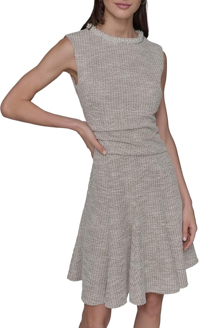 KARL LAGERFELD Women's Flare Skirt Sleeveless Stretch Dress