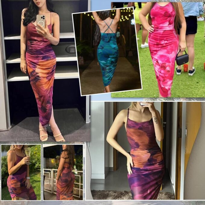 Women's Summer Bodycon Dresses Sexy Mesh Tropical Dresses Tie Dye Beach Vacation Party Dress for Women – Bild 6