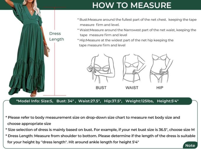 CHARTOU Women's Boho Ruffle Sleeve Flowy Maxi Dress Lace Up Back Tiered Party A Line Dress – Bild 7
