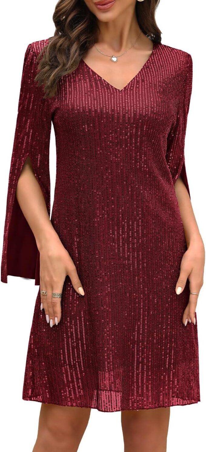 Wedding Guest Cocktail & Formal Dresses for Women - Lace Sequin Prom Evening Dress