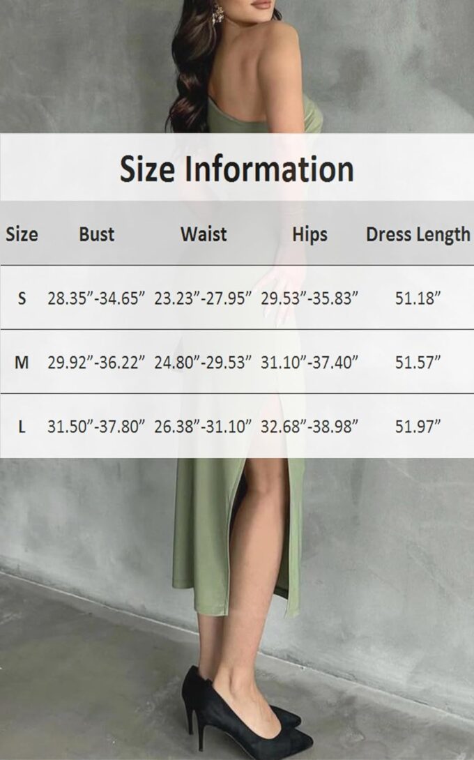 Womens' Sexy Summer One Shoulder Bodycon Long Stretchy Skin Tight Side Slit Date Night Dresses – Bild 4