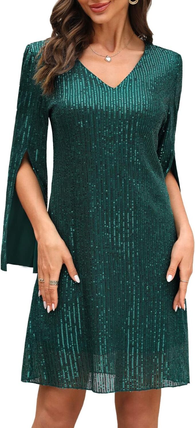 Wedding Guest Cocktail & Formal Dresses for Women - Lace Sequin Prom Evening Dress