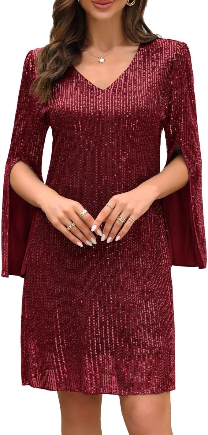 Wedding Guest Cocktail & Formal Dresses for Women - Lace Sequin Prom Evening Dress