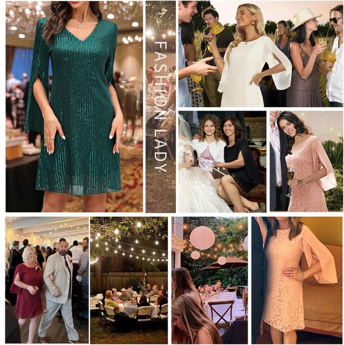 Wedding Guest Cocktail & Formal Dresses for Women - Lace Sequin Prom Evening Dress – Bild 3