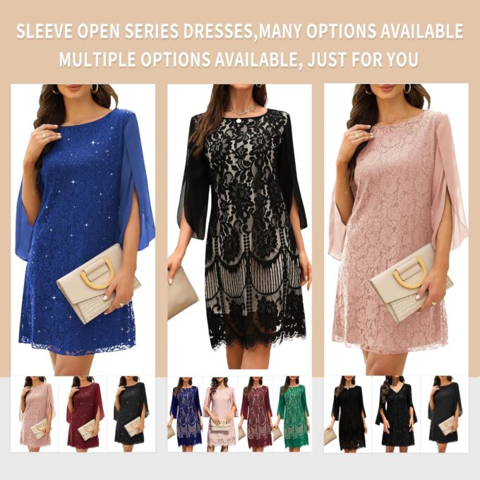 Wedding Guest Cocktail & Formal Dresses for Women - Lace Sequin Prom Evening Dress – Bild 7