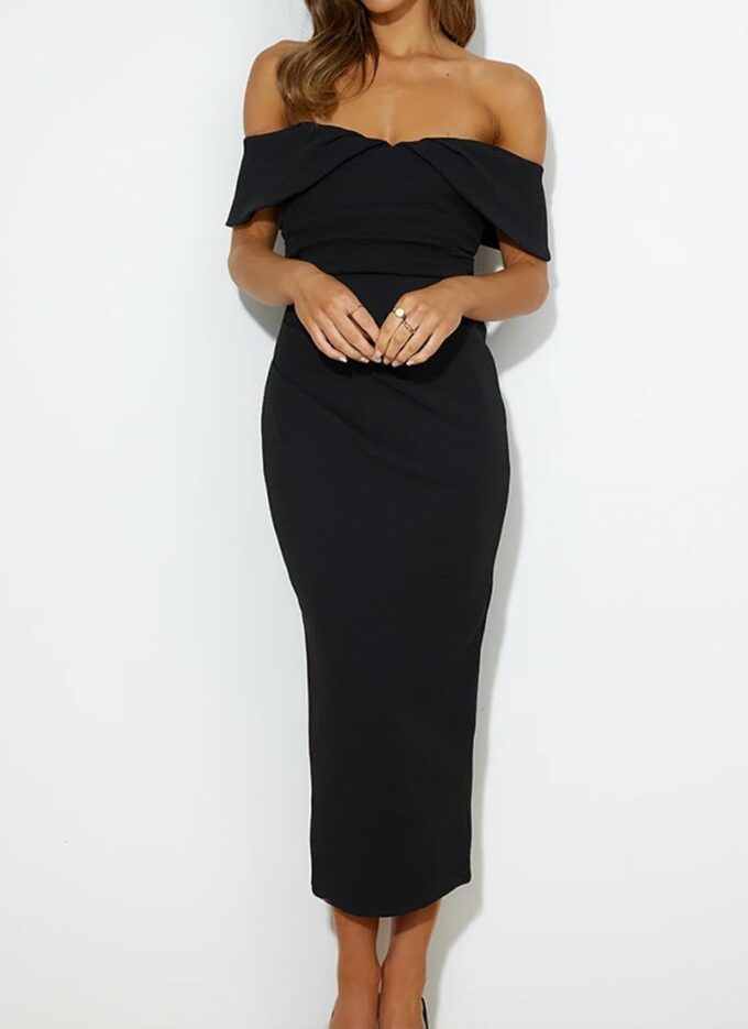 Elegant Off The Shoulder Bodycon Backless Ruched Midi Dress Strapless Tube Slit Dresses for Women Wedding Guest – Bild 2