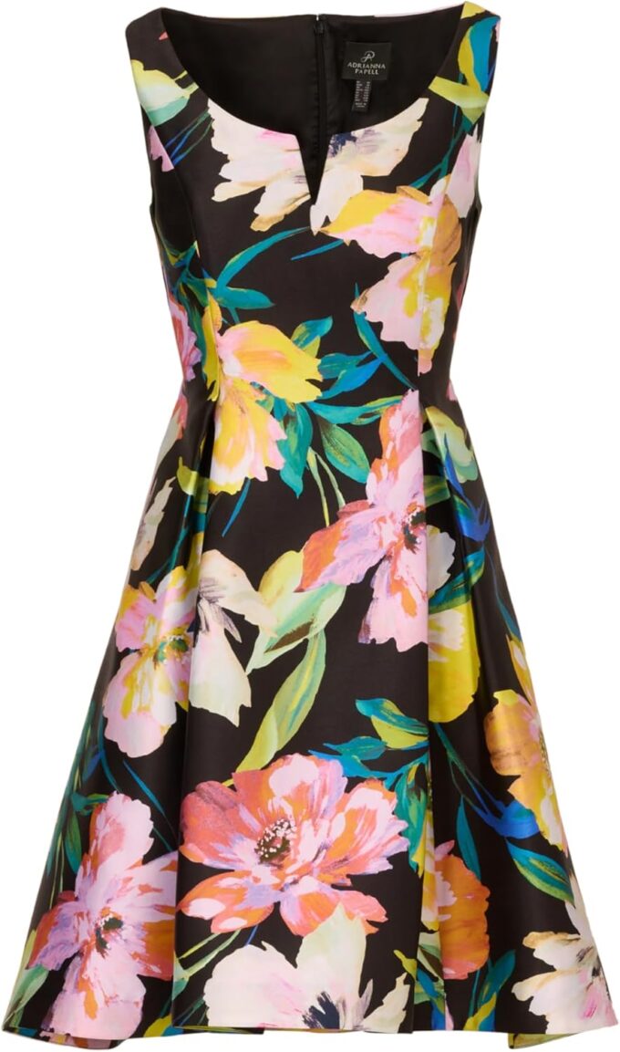 Adrianna Papell Women's Printed Mikado Short Dress – Bild 5