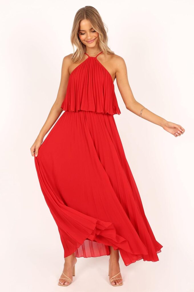 Petal & Pup Women's Gia Pleated Halterneck Maxi Dress – Bild 3