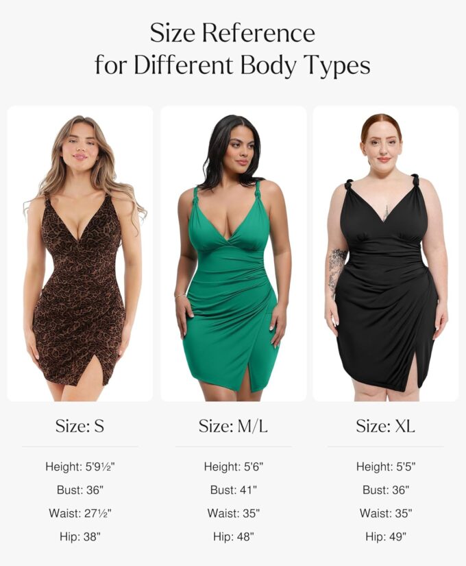 Popilush Dresses for Women Built In Shapewear Thong Leopard Print Dress V Neck Beach Vacation Summer Dresses for Women 2025 – Bild 6