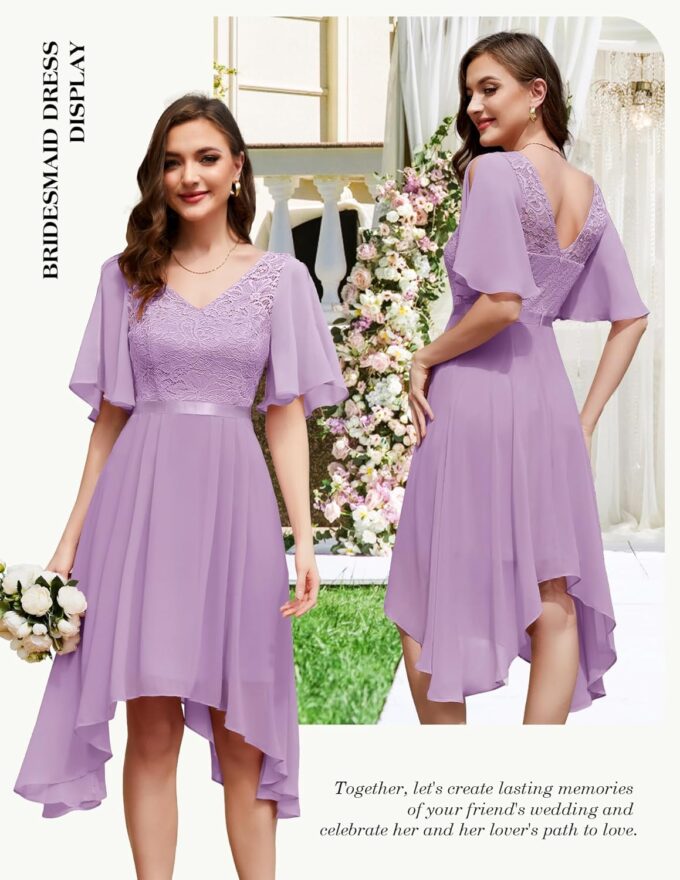 BeryLove Women's Cocktail Formal Prom Chiffon Dress Bridesmaid A Line Flowy Wedding Guest Dresses – Bild 2