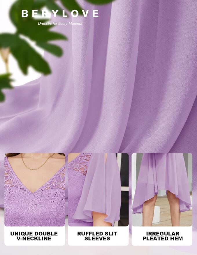 BeryLove Women's Cocktail Formal Prom Chiffon Dress Bridesmaid A Line Flowy Wedding Guest Dresses – Bild 5