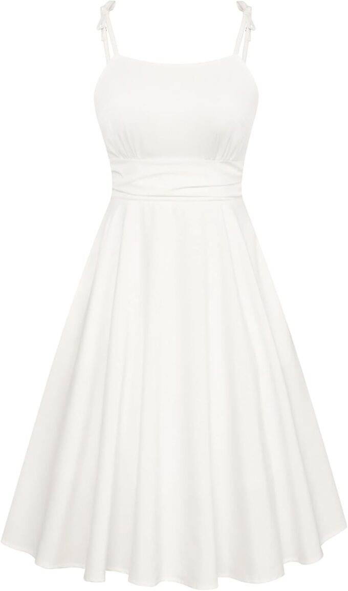 Belle Poque 2025 Summer Dresses for Women Spaghetti Strap Midi Sun Dress Cute Casual Dress with Pockets