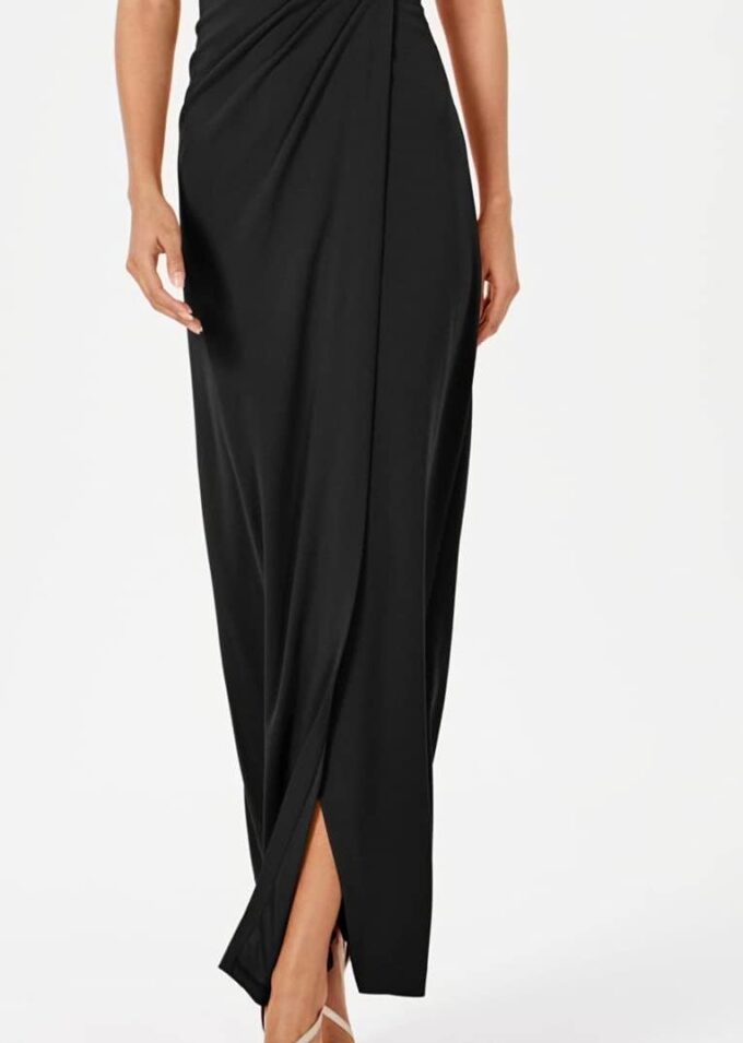 Calvin Klein Women's One Shoulder Gown with Waist Ruch – Bild 3