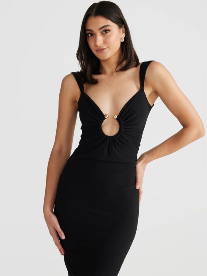 Sexy Backless Dresses for Women Cut Out Bodycon Maxi Dress Open Back Smocked High Slit Party Long Cocktail Dresses – Bild 2