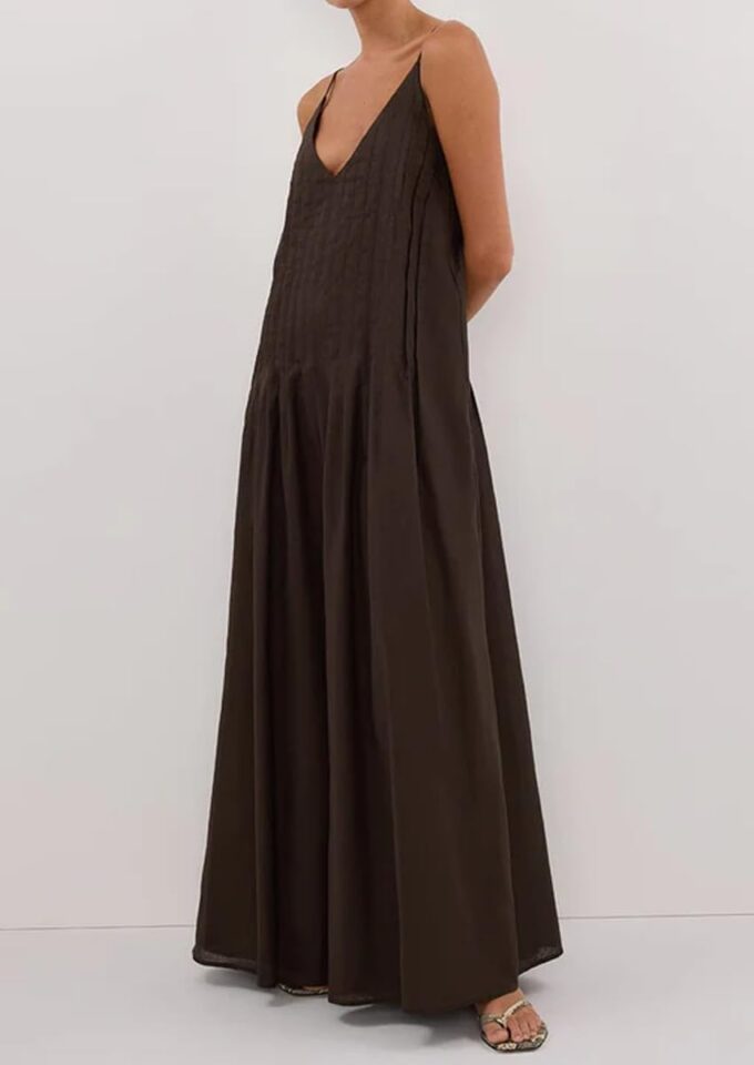 Summer Spaghetti Strap Tuck Maxi Dresses for Women 2025 Vacation V Neck Sleeveless Beach Long Boho Sundress – Bild 6