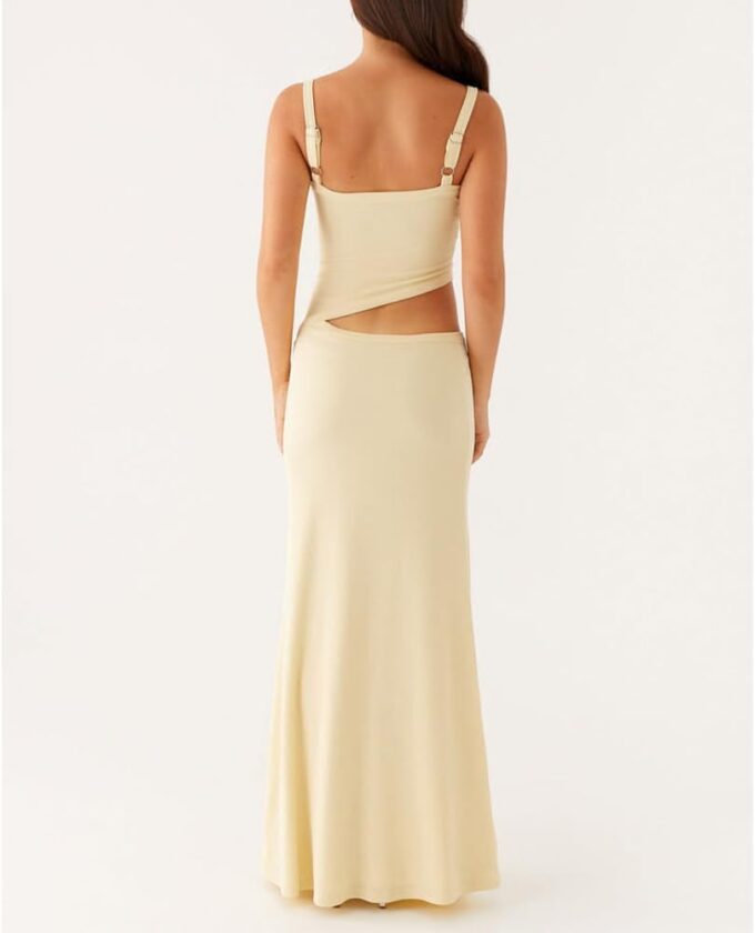 Women Sexy Maxi Dress Cut Out V Neck Spaghetti Straps Bodycon Long Dress Summer Party Cocktail Wear – Bild 4