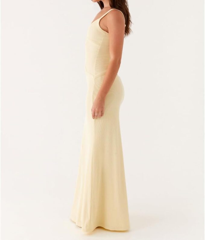 Women Sexy Maxi Dress Cut Out V Neck Spaghetti Straps Bodycon Long Dress Summer Party Cocktail Wear – Bild 3