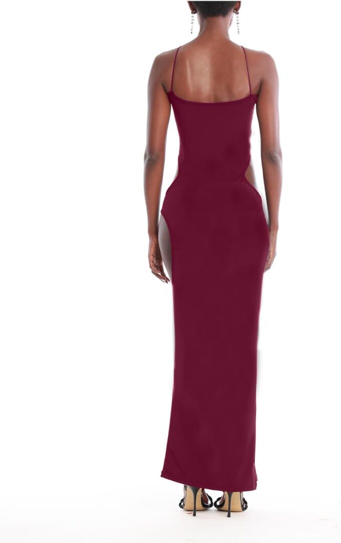 Rave Outfits for Women Sexy Y2K Rave Dress 2024 Cut Out High Slit Maxi Long Dress Gothic Clothes Date Night – Bild 2