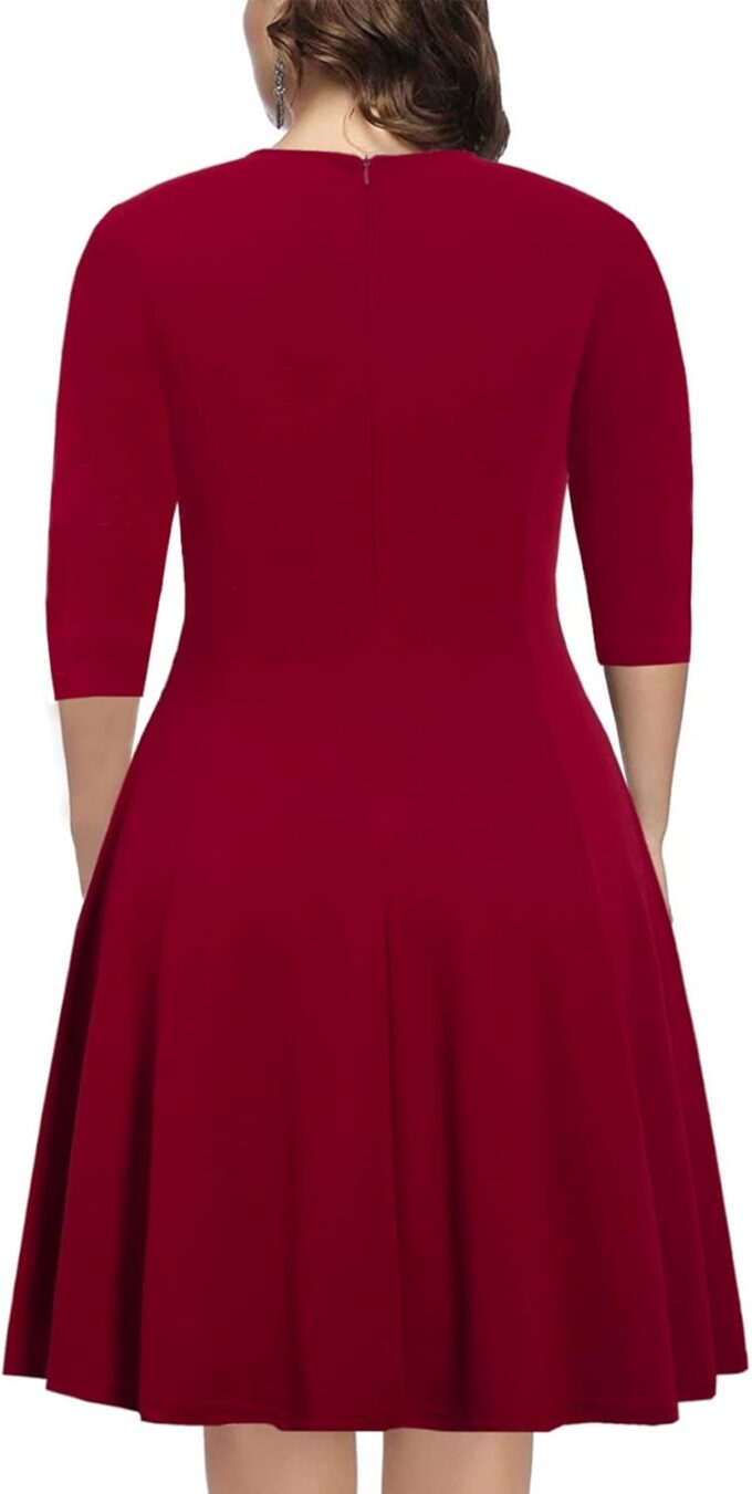 BEDOAR Women's Elegant Lace Embroidery Plus Size Flared A-Line Swing Casual Party Cocktail Dresses with Pockets – Bild 2